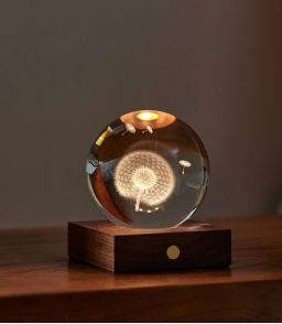 VEILLEUSE GLOBE DE CRISTAL PISSENLIT