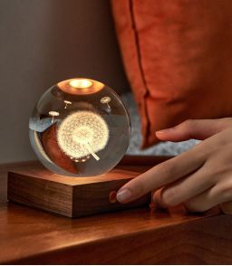 VEILLEUSE GLOBE DE CRISTAL PISSENLIT