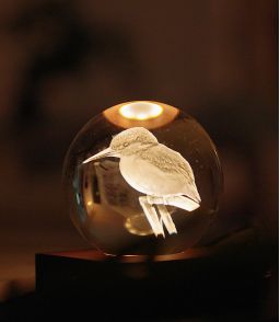 VEILLEUSE GLOBE DE CRISTAL MARTIN PECHEUR