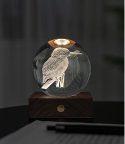 VEILLEUSE GLOBE DE CRISTAL MARTIN PECHEUR